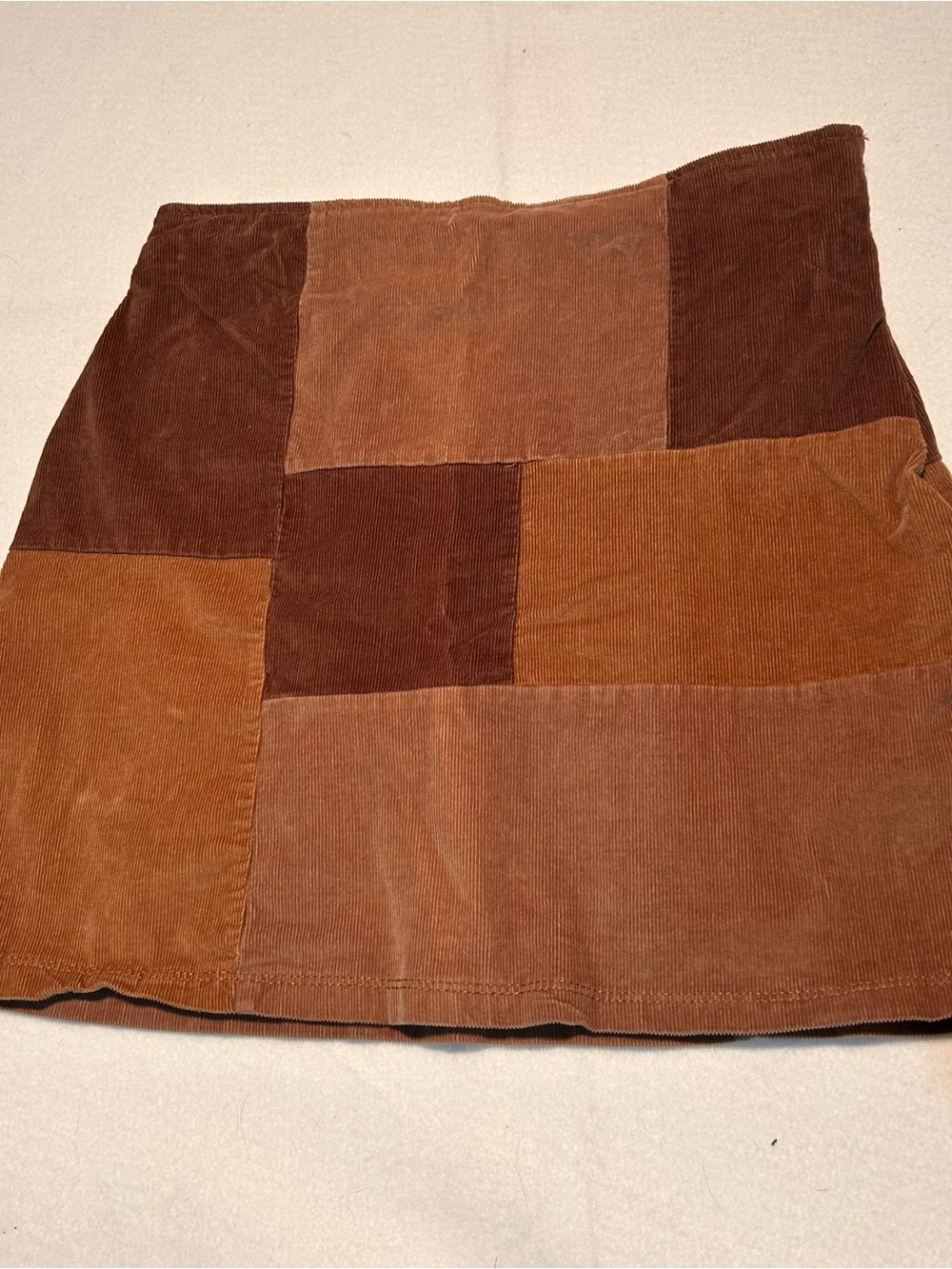 Hollister Ultra High Rise Patchwork Corduroy Mini Skirt Brown Multi